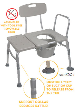 K.D. Combination Plastic Transfer Bench/Commode